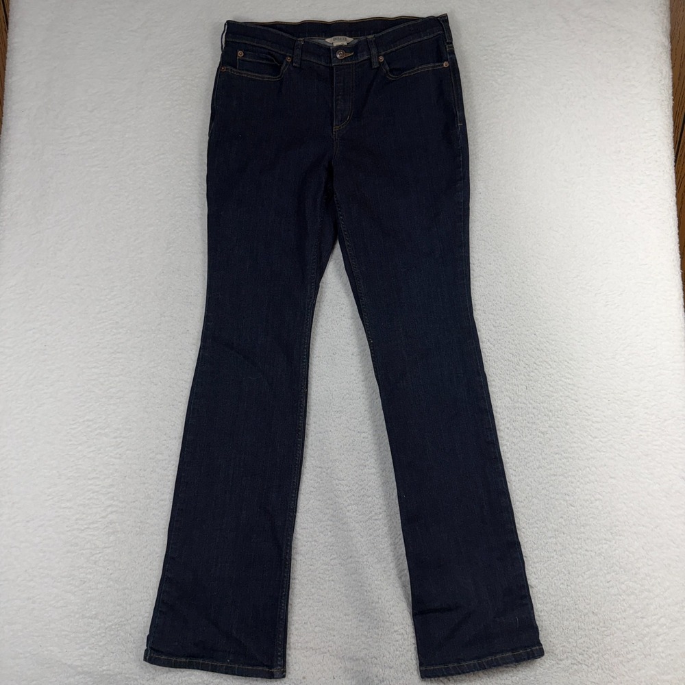 Duluth Trading Co Womens Size 12 (32x33) Bootcut Jeans Dark Wash Stretch Denim